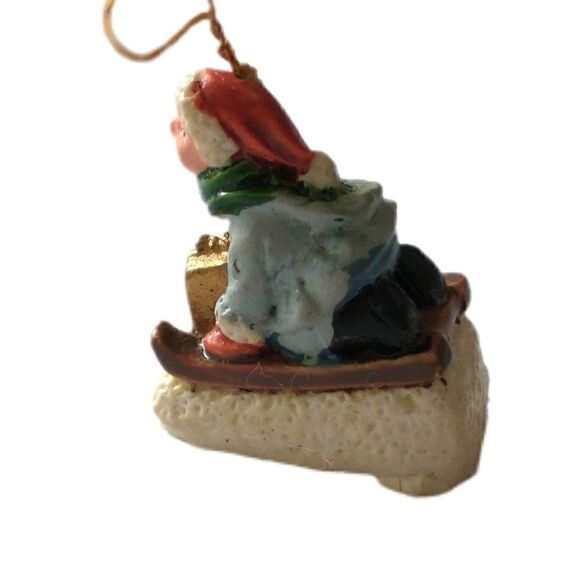 Vtg Micro Mini Boy Sledding Ornament Victorian Style Christmas Christmas Tree. - Picture 7 of 12